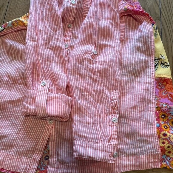 Soft Surroundings Women Eden Island Linen Shirt Size‎ Small Floral Loose Light - Picture 11 of 12